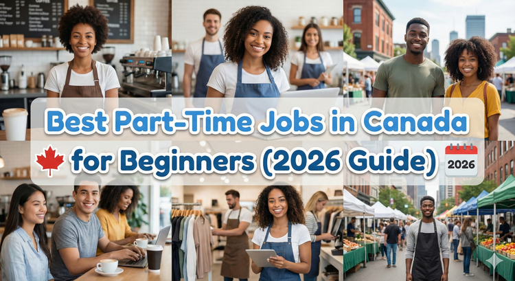 A smiling person working a flexible part-time job in a Canadian coffee shop