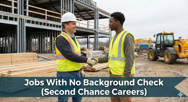  A construction foreman shaking hands with a new worker on a job site, representing a fresh start and fair hiring practices.