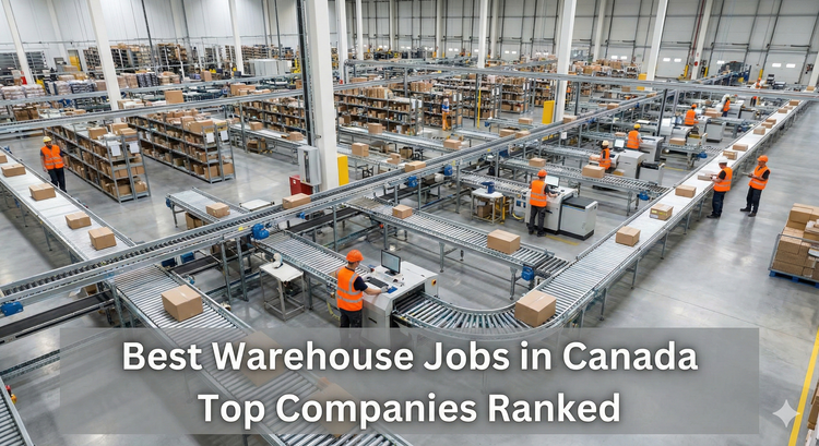 A high-angle shot of a modern, clean distribution center with automated conveyor belts and workers in safety vests, representing the top tier of logistics employment.
