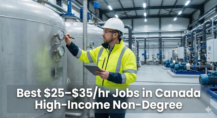 A water treatment plant operator checking gauges on a massive filtration tank, representing a high-paying, stable government job.