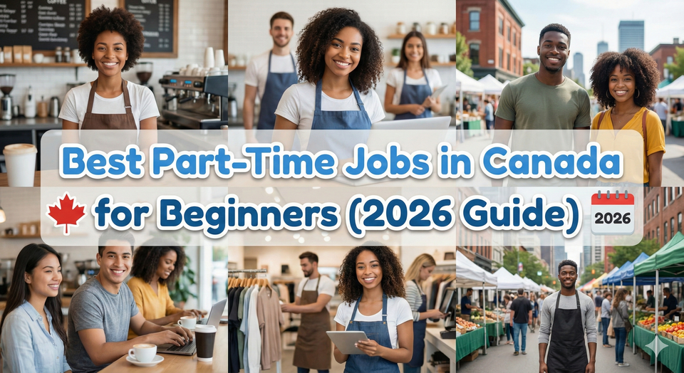 A smiling person working a flexible part-time job in a Canadian coffee shop