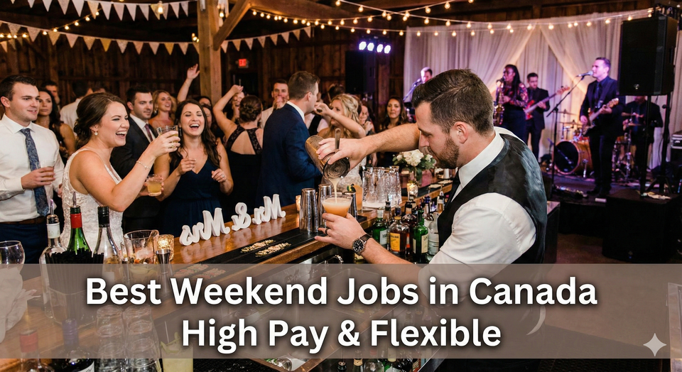 A bartender pouring a drink at a busy wedding reception on a Saturday night, representing the lucrative weekend event industry.